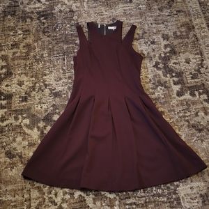 Rebecca Taylor 4 Maroon Burgundy Women Formal Business Flare Dress Winter Fall